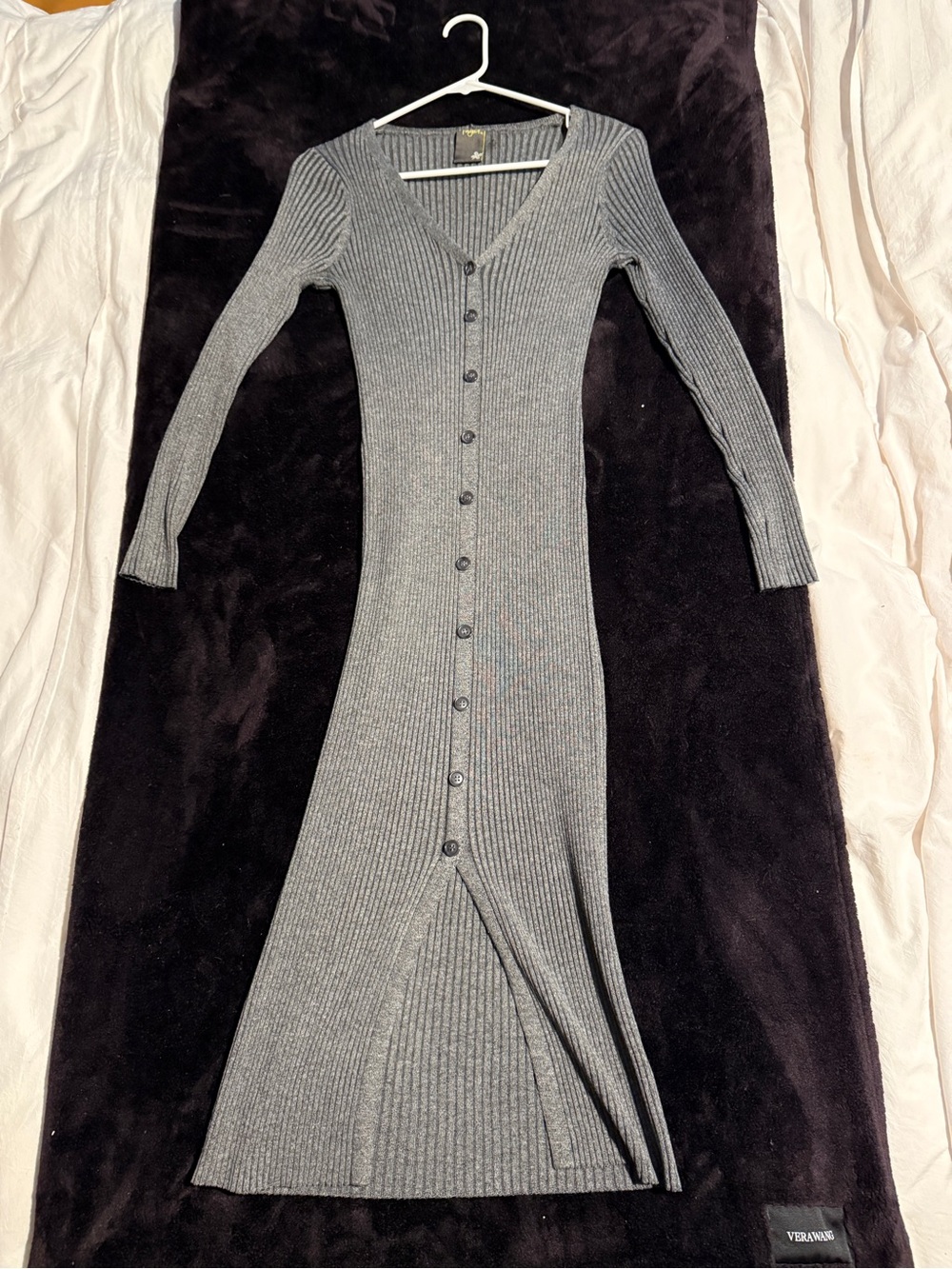 Taylor Gray Ribbed Button-Front Maxi Dress